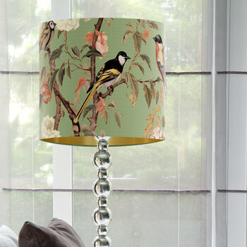 Vintage Style Garden Birds On Green Lampshade, 2 of 6