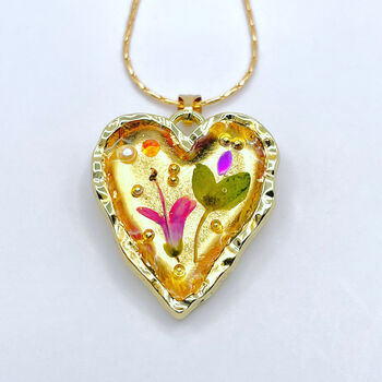 Heart Necklace With Mini Lilies And Crystals, 9 of 13