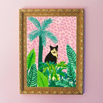 Cat Amongst Plants Art Giclée Print, 2 of 2