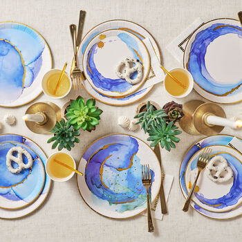 Blue Ocean Watercolour Large Party Plates X 10, 5 of 5