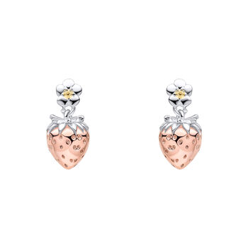 Sterling Silver And Rose Gold Strawberry Stud Earrings, 4 of 4