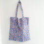 Xl Block Print Tote Bag, Handmade, Blue Coral, thumbnail 1 of 9