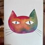 Rainbow Watercolour Personalised Cat Painting Card, thumbnail 8 of 10