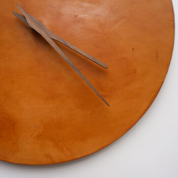 Modern Brown Leather Wall Clock, 5 of 7