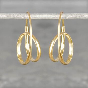 Double Loop Gold Plated Silver Hoop Earrings, 2 of 7