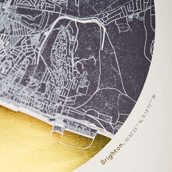 Personalised Circular Metallic Foil Map Print, 3 of 8