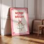 Merry And Bright Christmas Pink Retro Print, thumbnail 6 of 7