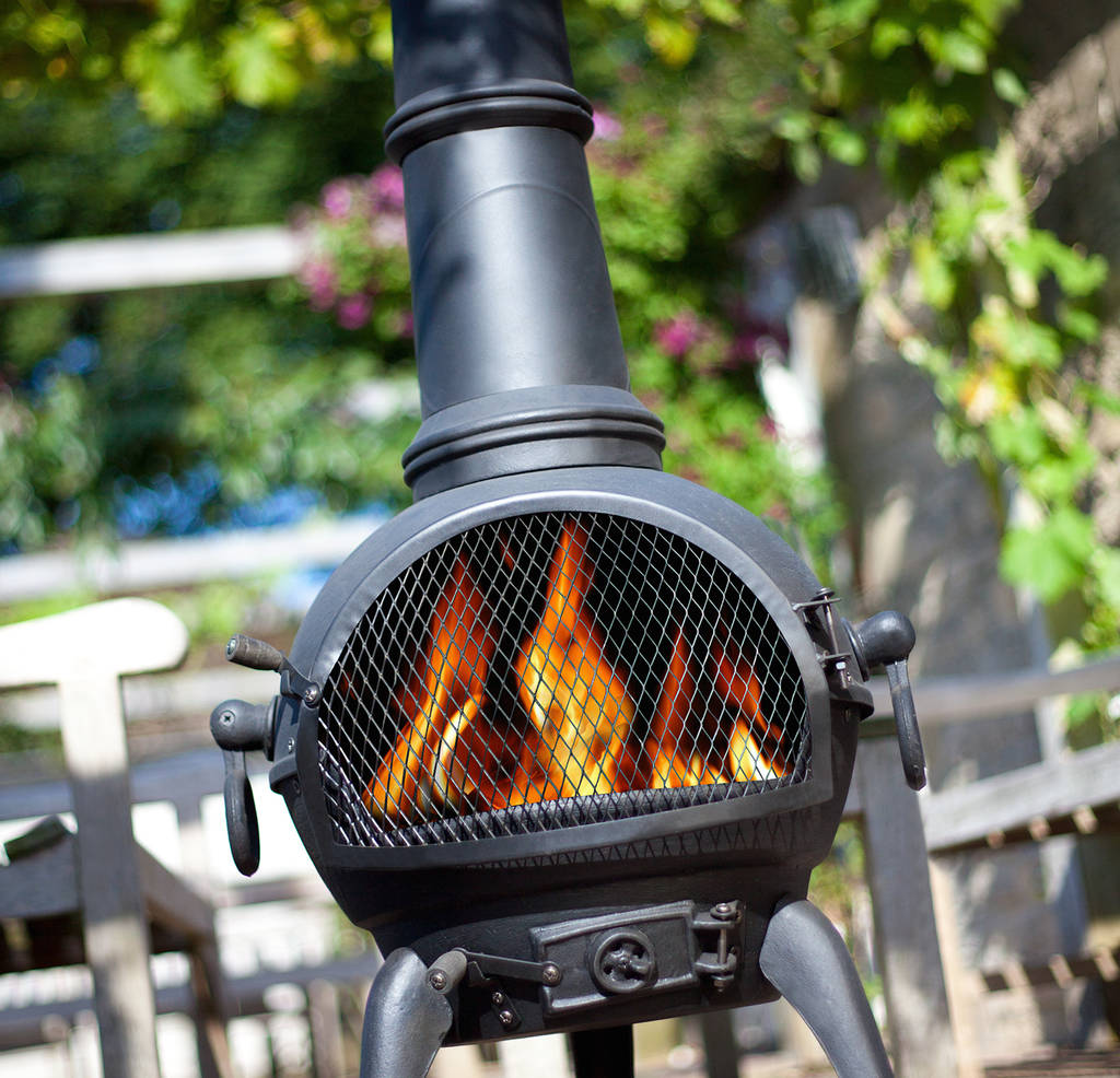 large cast iron and steel chimnea by garden leisure ...