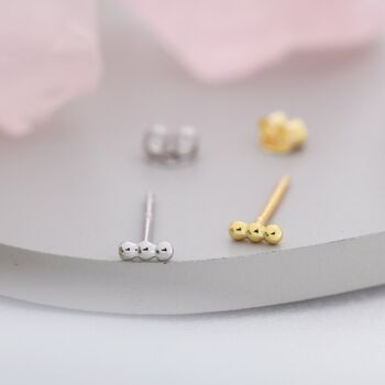 Extra Tiny Three Dot Stud Earrings In Sterling Silver, 2 of 12