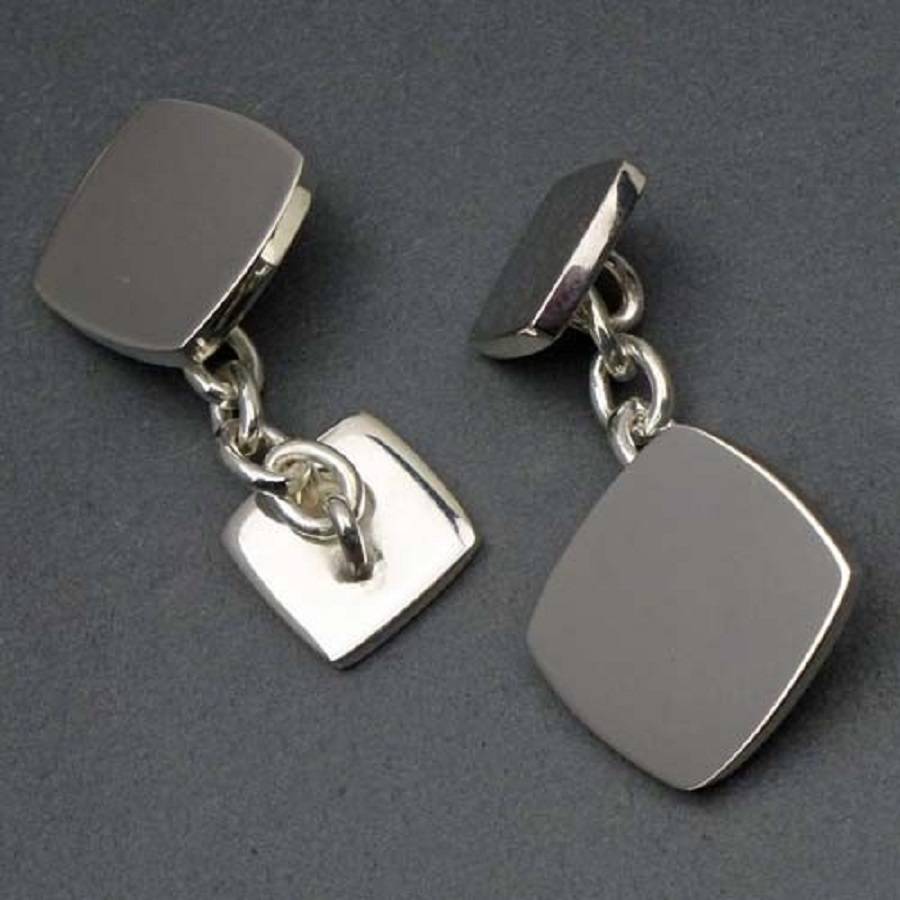 Lozenge Silver Chain Cufflinks By Hersey Silversmiths