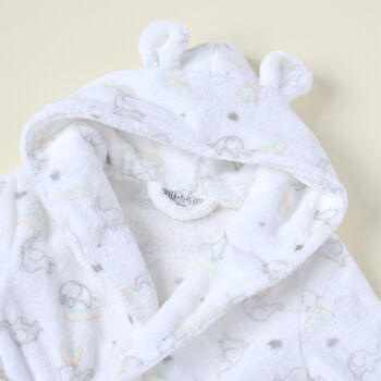 Personalised Plush Baby Dressing Gown With Elephants, 2 of 5