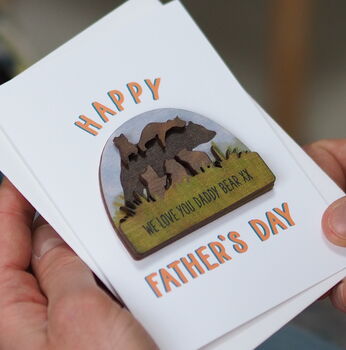 Personalised Bear Family Fathers Day Magnet Card, 3 of 5