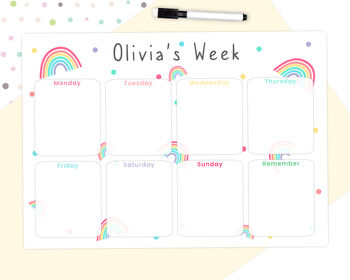 Kids Rainbow Personalised Weekly Planner Whiteboard, 2 of 5