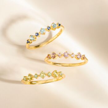 Pink Sapphire And Amethyst Stackable Half Eternity Band In Sterling Silver And Gold, 4 of 12