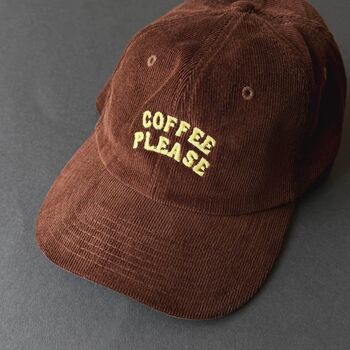Coffee Please Slogan Cord Cap, 2 of 4