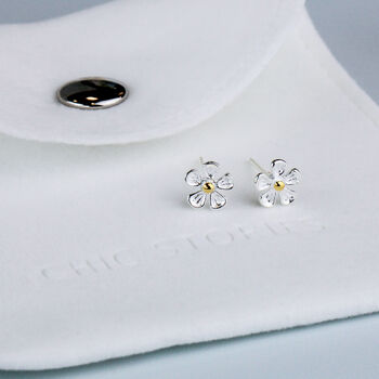 Sterling Silver Daisy Stud Earrings, 5 of 6