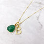 18ct Gold Plated Green Onyx Initial Birthstone Necklace, thumbnail 1 of 6