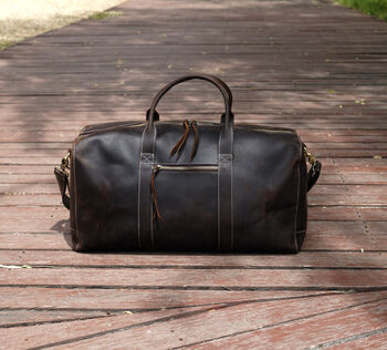 Genuine Leather Holdall Dark Brown, 9 of 12