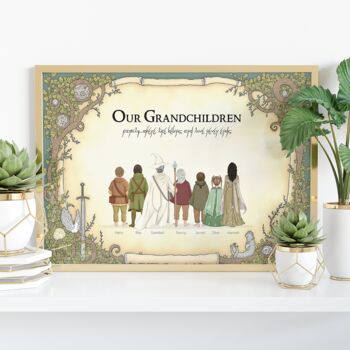Personalised Fantasy Forest Family Portrait Print Gift, 2 of 12