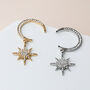 Sparkly Crescent Moon And Star Dangle Stud Earrings, thumbnail 1 of 7