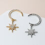 Sparkly Crescent Moon And Star Dangle Stud Earrings, thumbnail 2 of 7