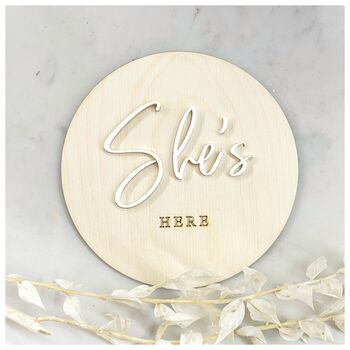 He’s Here / She’s Here Baby Announcement Plaque, 2 of 6