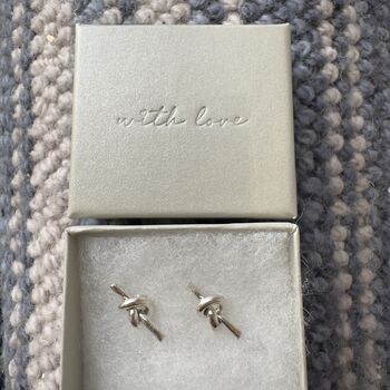Knot Stud Earrings In Sterling Silver, 6 of 6