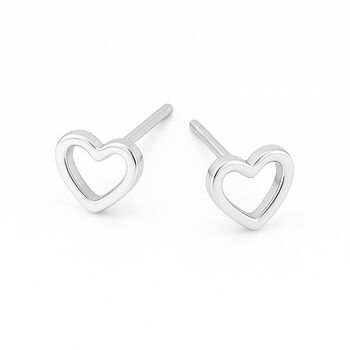 Sterling Silver Cut Out Micro Heart Stud Earrings – 4mm, 4 of 8