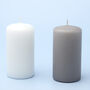 G Decor Classic Unscented White Grey Pillar Candle, thumbnail 2 of 4