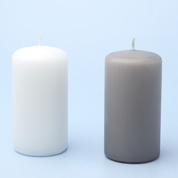 G Decor Classic Unscented White Grey Pillar Candle, 2 of 4
