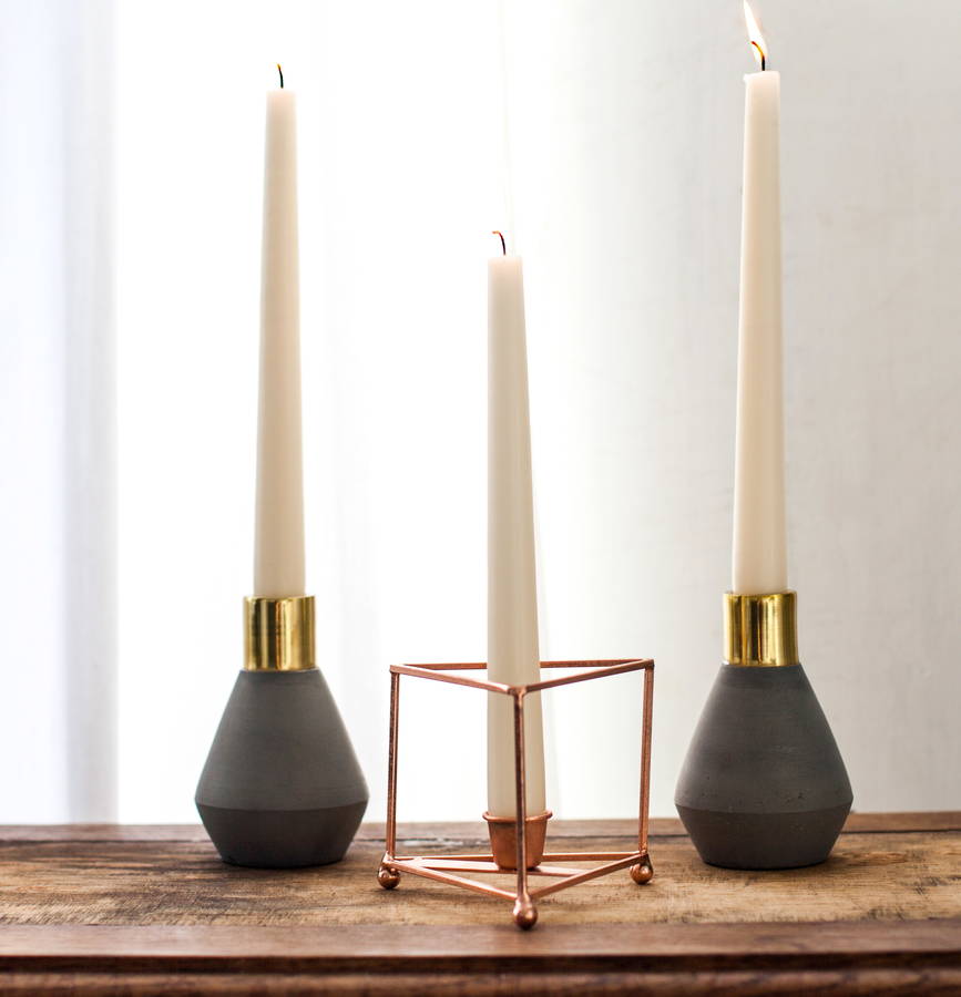 grey ceramic and brass candle holder by the forest & co