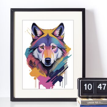 Painterly Wolf Portrait Illustration Art Print, 3 of 4