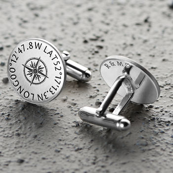 Personalised Sterling Silver Coordinates Cufflinks, 2 of 7