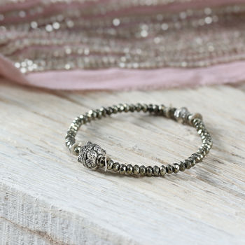 Pyrite And Silver Stretch Bracelet, 2 of 12