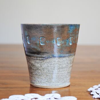 Stoneware Mug Tumbler Terracotta Or Brown/Green, 4 of 7