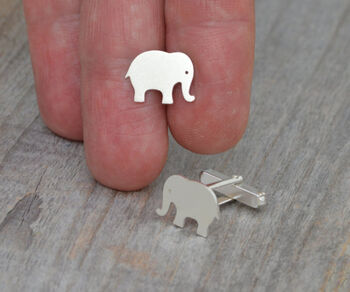 Sterling Silver Elephant Cufflinks, 3 of 3