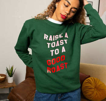 Raise A Toast Slogan Christmas Jumper Sweatshirt, 5 of 6