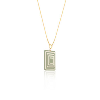 Matching Earrings And Necklace | Green And Cream | Rectangle Set, 8 of 10