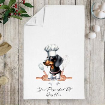 Personalised Dog Chef Hat Gift Tea Towel, 9 of 12