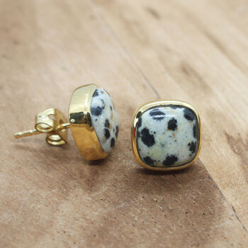 Gold Vermeil Plated Dalmatian March Birthstone Earrings, 4 of 7