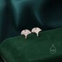 Sterling Silver Tiny Ginkgo Leaf Stud Earrings, thumbnail 5 of 11