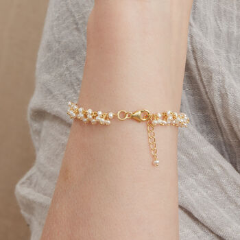 Seed Pearl Cluster Gold Plated Silver Bracelet, 5 of 12