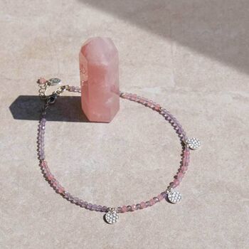 Ibiza Sunset Amethyst And Pink Quartz Silver Necklace, 6 of 8
