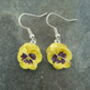 Pansy Yellow Flower Drop Earrings, thumbnail 3 of 5