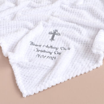 Personalised White Honeycomb Blanket For Christening, 5 of 8