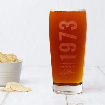 Personalised Birth Year And Name Beer Glass, 4 of 8