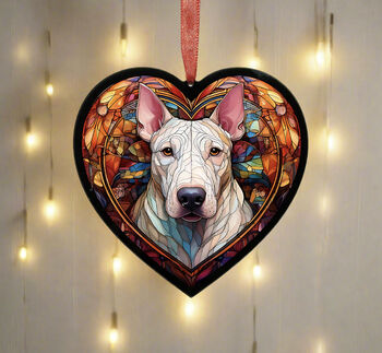 English Bull Terrier Stained Glass Effect Heart Suncatcher, 3 of 5