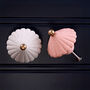 G Decor Belle Ombrelle Ceramic Door Knob In Soft Cream And Pastel Pink With Brass Finish, thumbnail 5 of 5