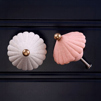 G Decor Belle Ombrelle Ceramic Door Knob In Soft Cream And Pastel Pink With Brass Finish, 5 of 5