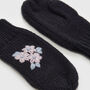 Forget Me Not Knitted Navy Mittens, thumbnail 5 of 5